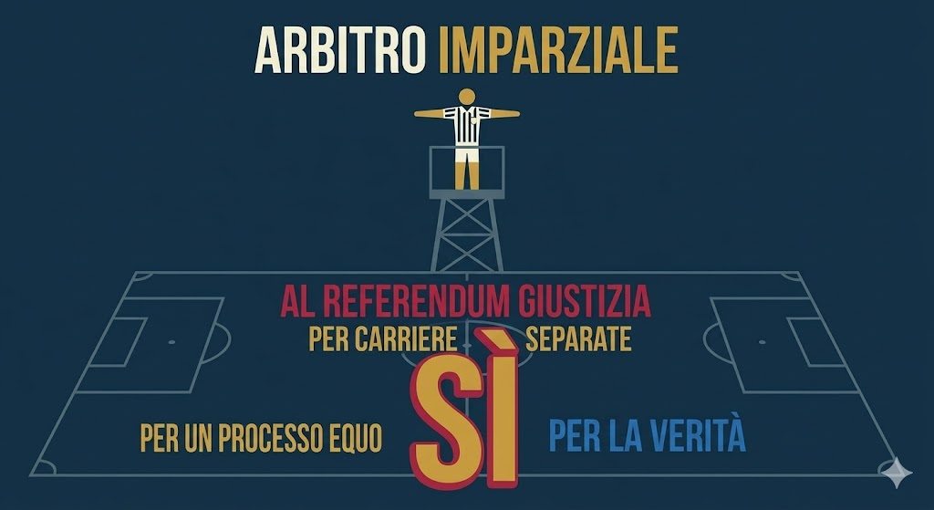 Il processo «alla Perry Mason» porta alla verità. Vota Si al referendum giustizia. arbitro impariazle referendum giustizia